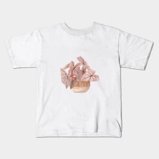 Pink Caladium Illustration, House Plants Kids T-Shirt